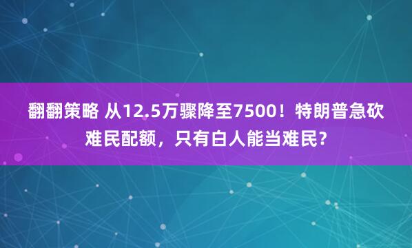 翻翻策略 从12.5万骤降至7500！特朗普急砍难民配额，只有白人能当难民？